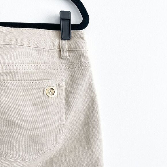 Michael Kors Womens Denim Pants Skinny Tan Gold Zip Pockets Size 12 - Picture 3 of 11